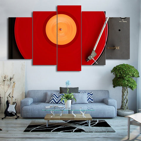 5-Panel "Red Record" Canvas