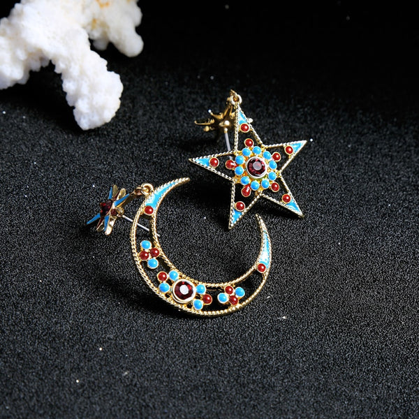 Star and Moon Earrings