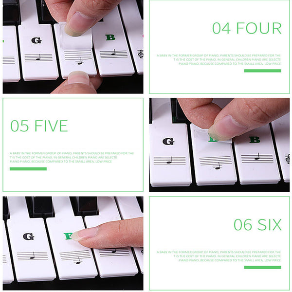 Transparent Piano/Keyboard Note-Learning Stickers