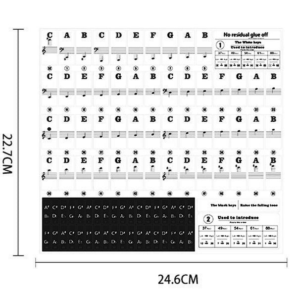 Transparent Piano/Keyboard Note-Learning Stickers